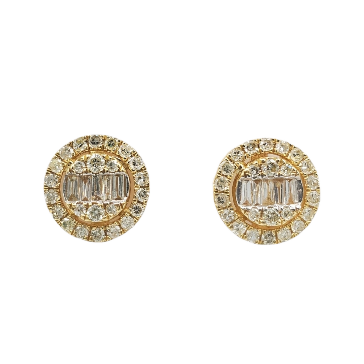 14k Gold Baguette Diamond Circle Earrings #25555