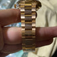 Rolex Pink Gold Day-Date 36 Watch - Domed Bezel - Black Arabic Dial - President Bracelet - 118205 bkap