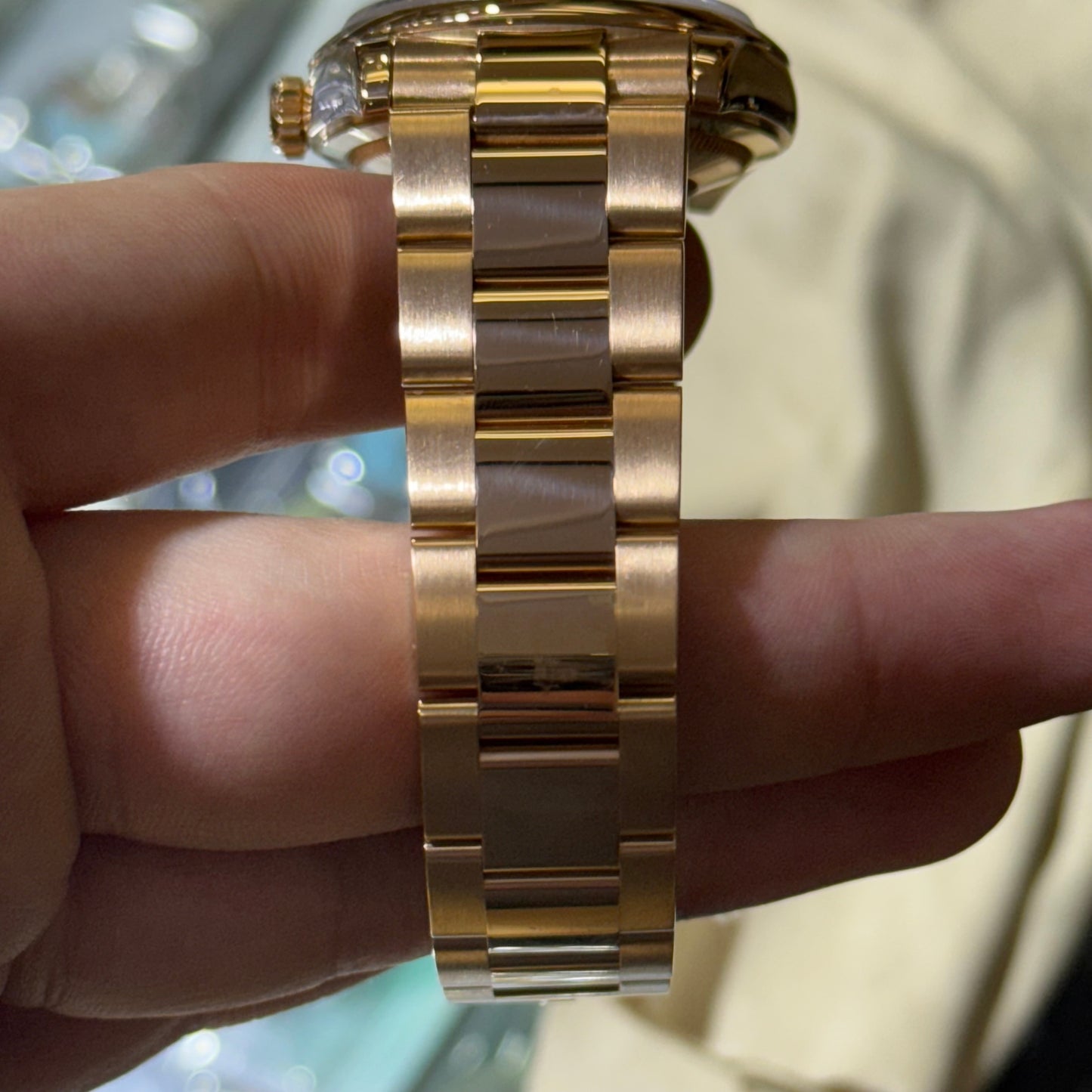 Rolex Pink Gold Day-Date 36 Watch - Domed Bezel - Black Arabic Dial - President Bracelet - 118205 bkap