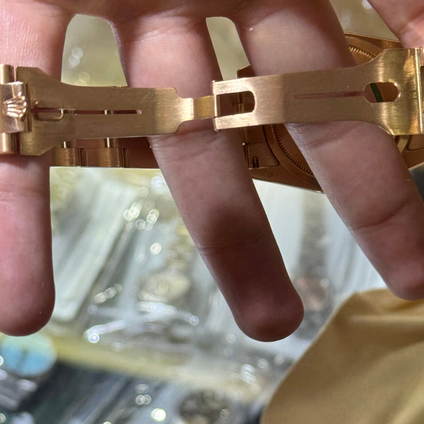 Rolex Pink Gold Day-Date 36 Watch - Domed Bezel - Black Arabic Dial - President Bracelet - 118205 bkap