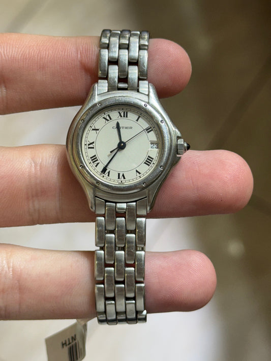 Cartier Cougar 987904 33mm White Dial With Stainless Steel Bracelet