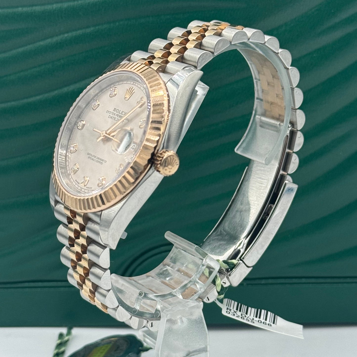 Rolex Steel and Everose Rolesor Datejust 41 Watch - Fluted Bezel - Sundust Diamond Dial - Jubilee Bracelet - 126331 sudj