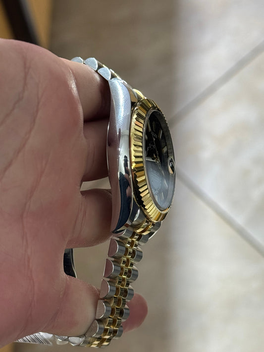 Rolex Yellow Rolesor Oyster Perpetual Sky-Dweller - Black Index Dial - Jubilee Bracelet - 326933 bkij