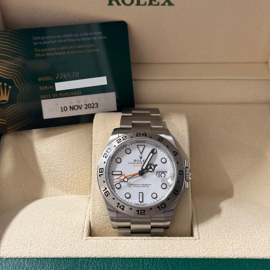 Rolex Oyster Perpetual Explorer II Watch - Oystersteel - White Dial - Oyster Bracelet - 226570