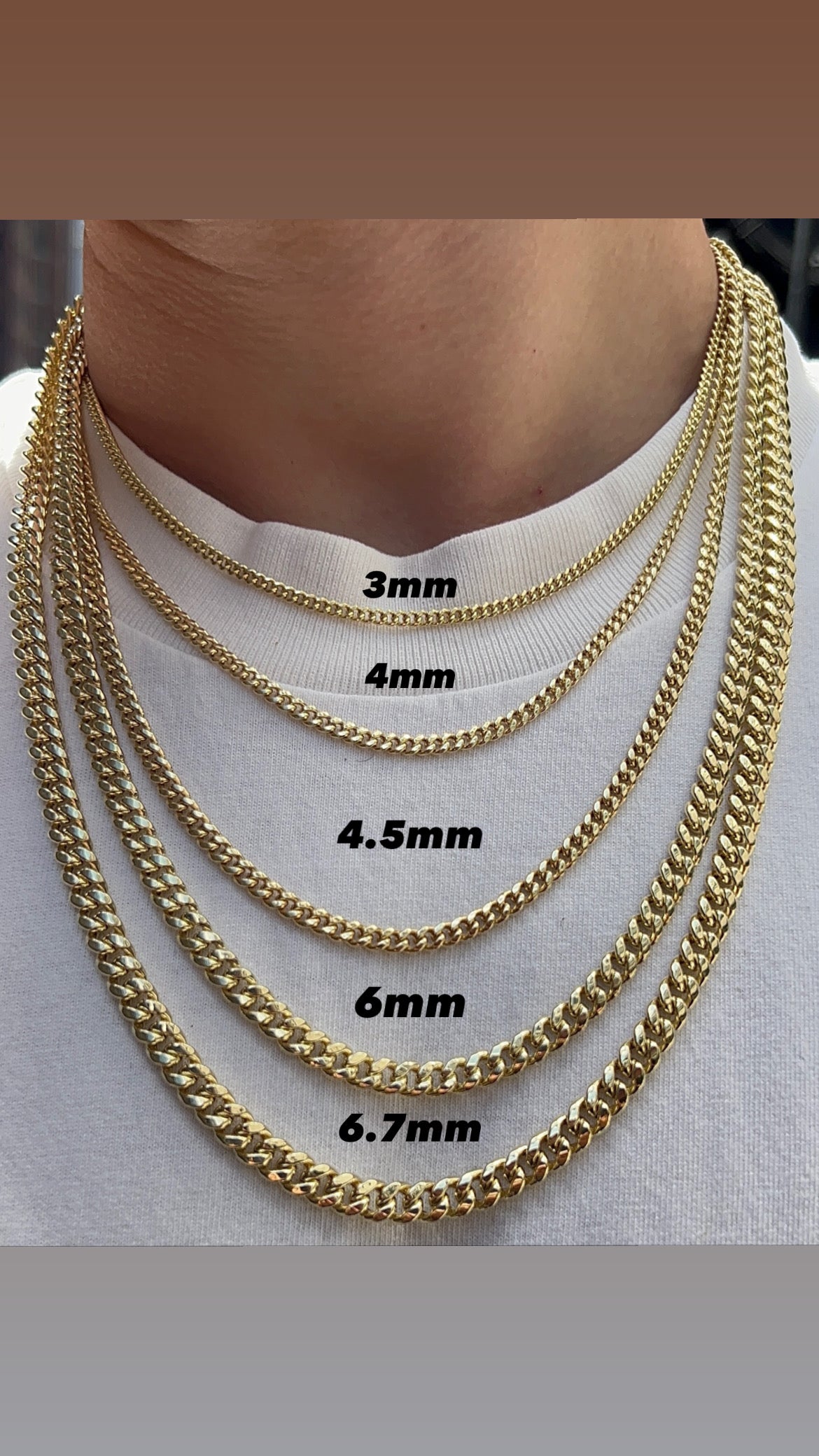10k HOLLOW Real Yellow Gold Miami Cuban Link Chain Necklace 4.5