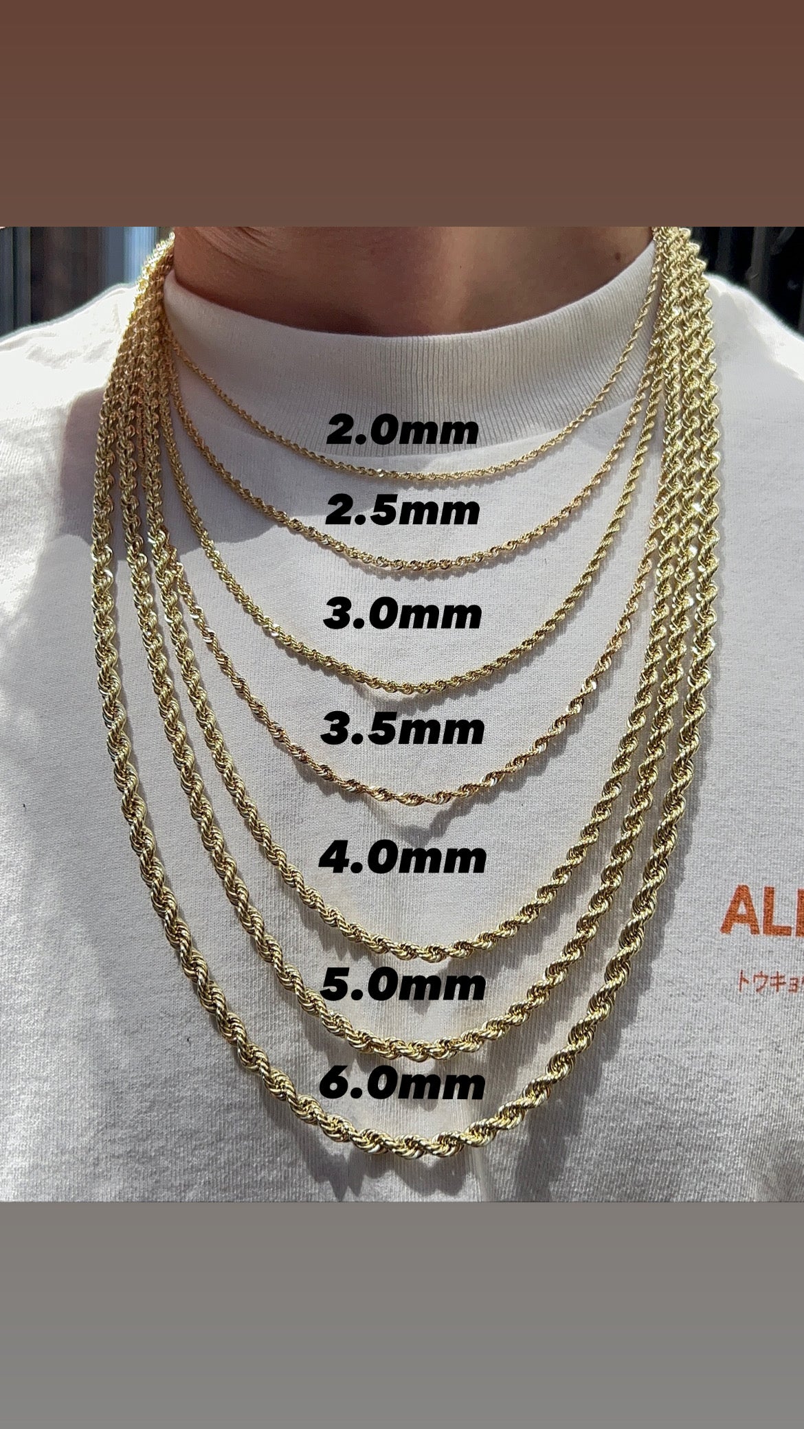 3.5 mm rope on sale chain 14k