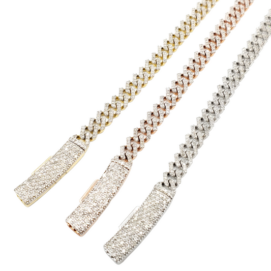 10K Gold- Iced Out Diamond Miami Cuban Chains (6.5mm)