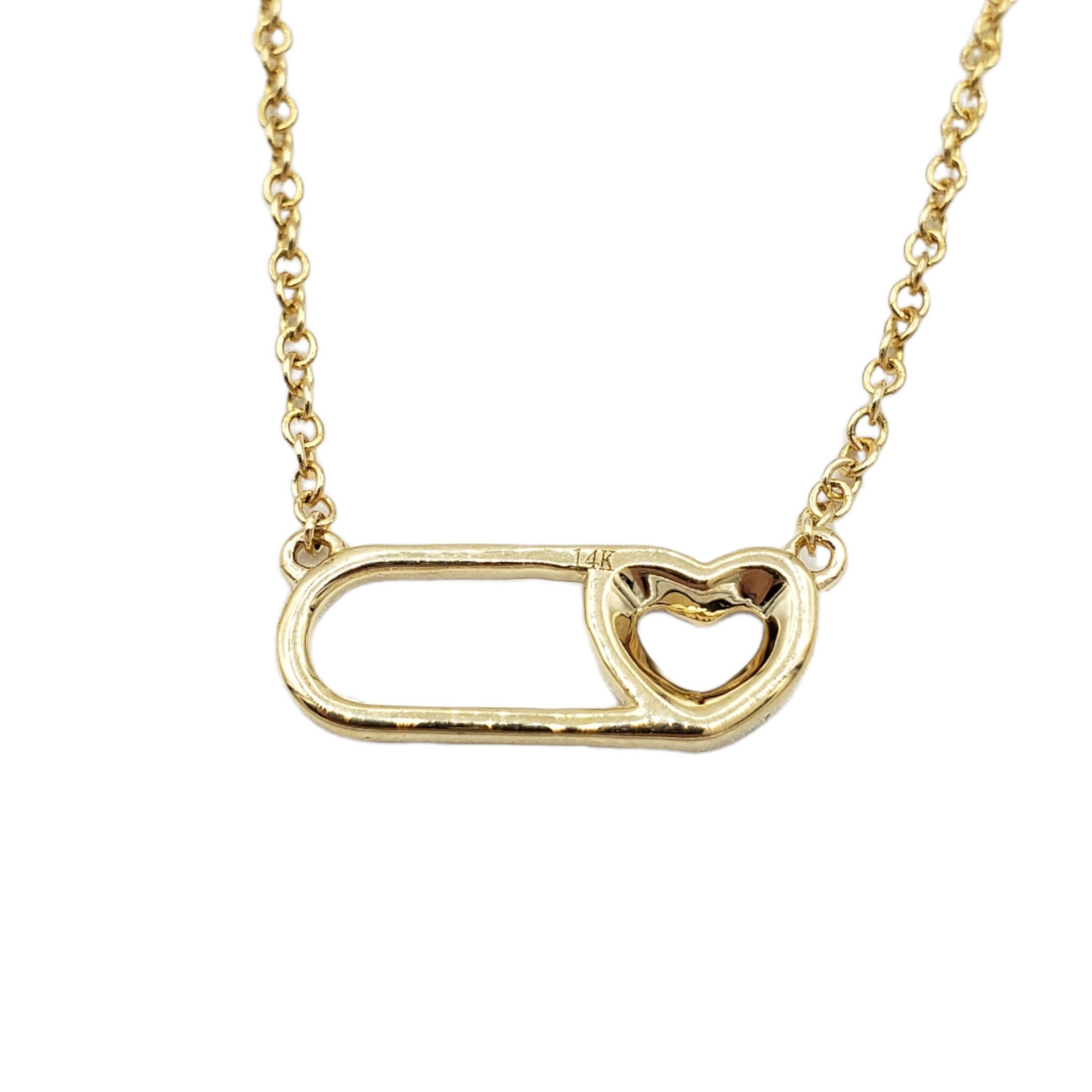 14k Paperclip With Diamond Heart #27043