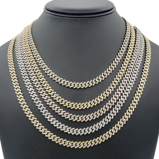 10K Gold- Iced Out Diamond Miami Cuban Chains (6.5mm)