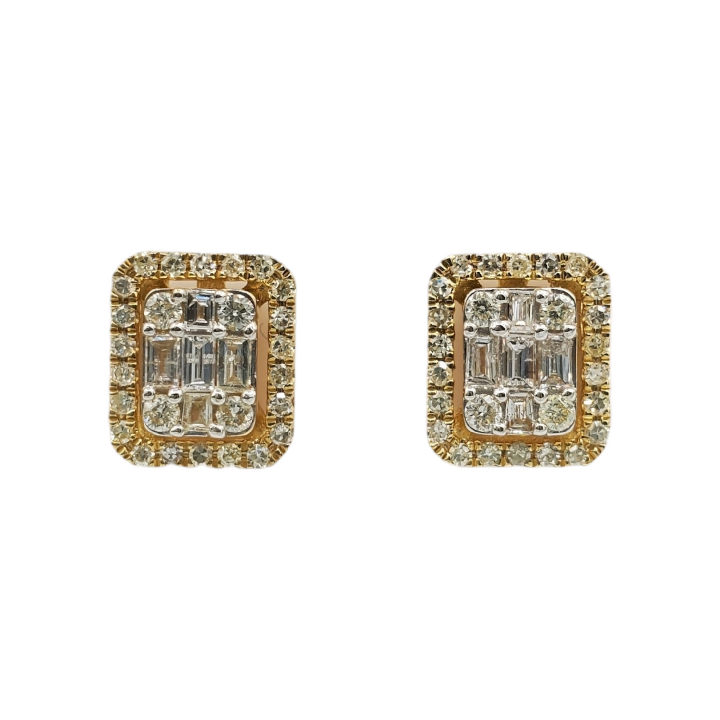 14k Yellow Gold Baguette Diamond Earrings #25560