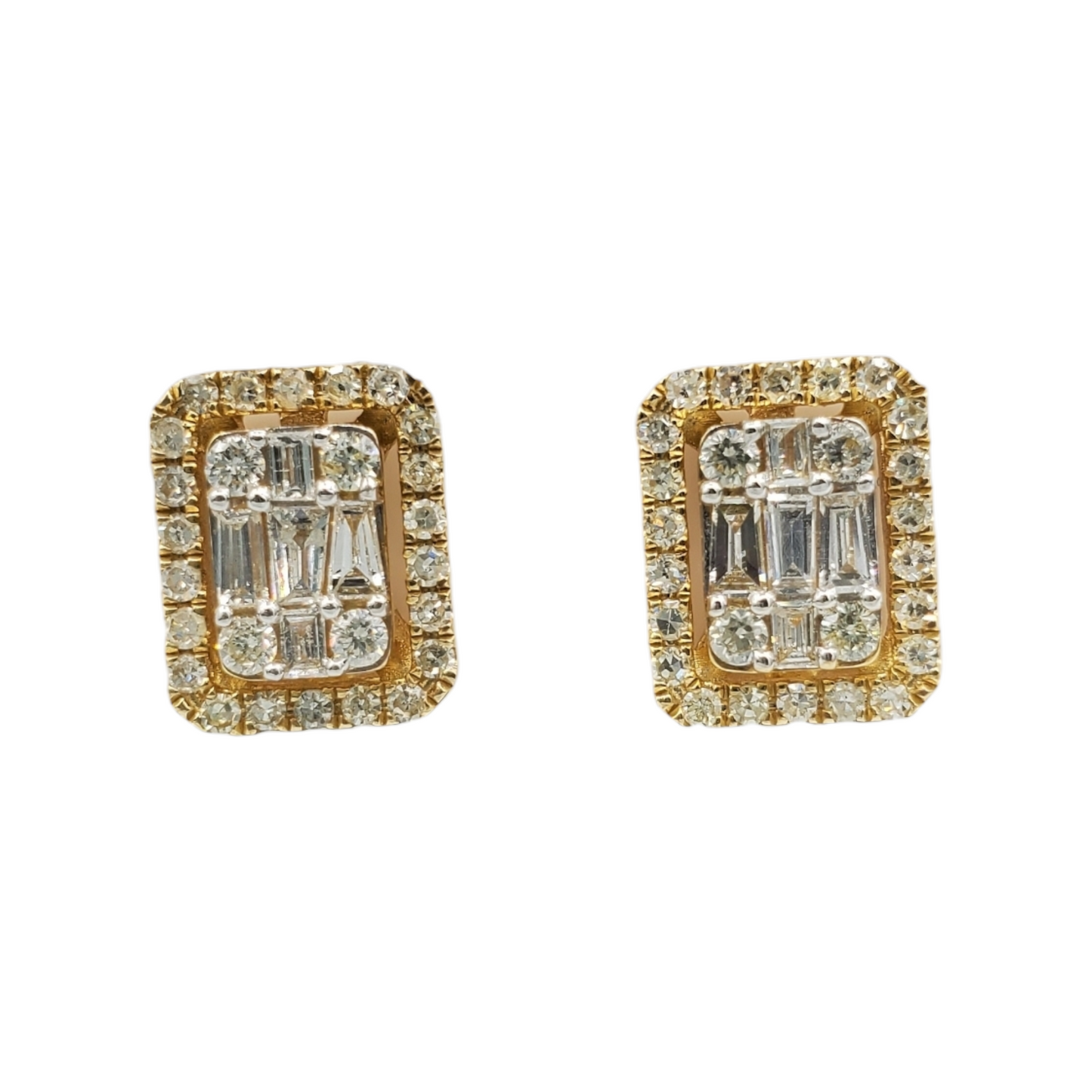 14k Yellow Gold Baguette Diamond Earrings #25560