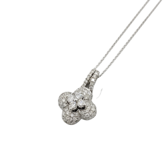 14k Diamond Clover With .90 Carats Of Diamonds and Rollo chain #6081