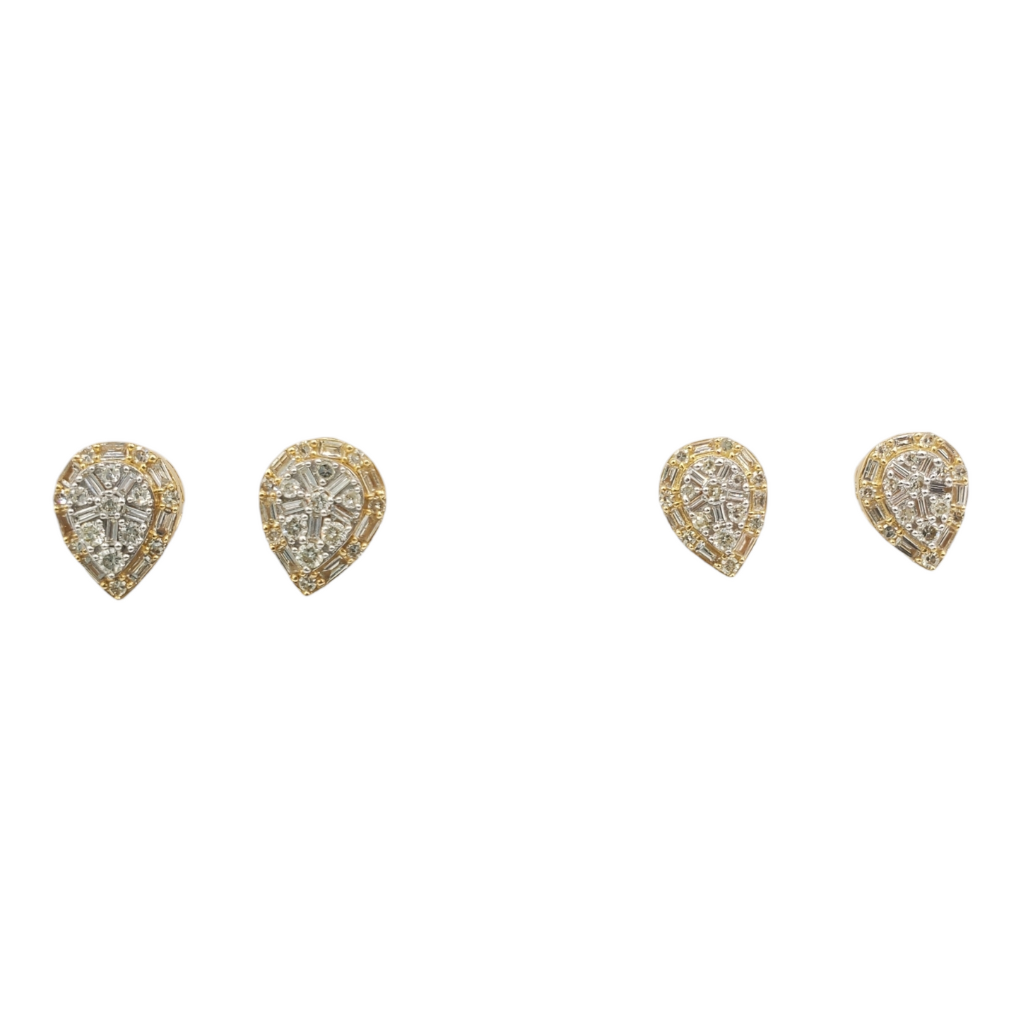 14k Gold Baguette Diamond Tear Drop Earrings #25561