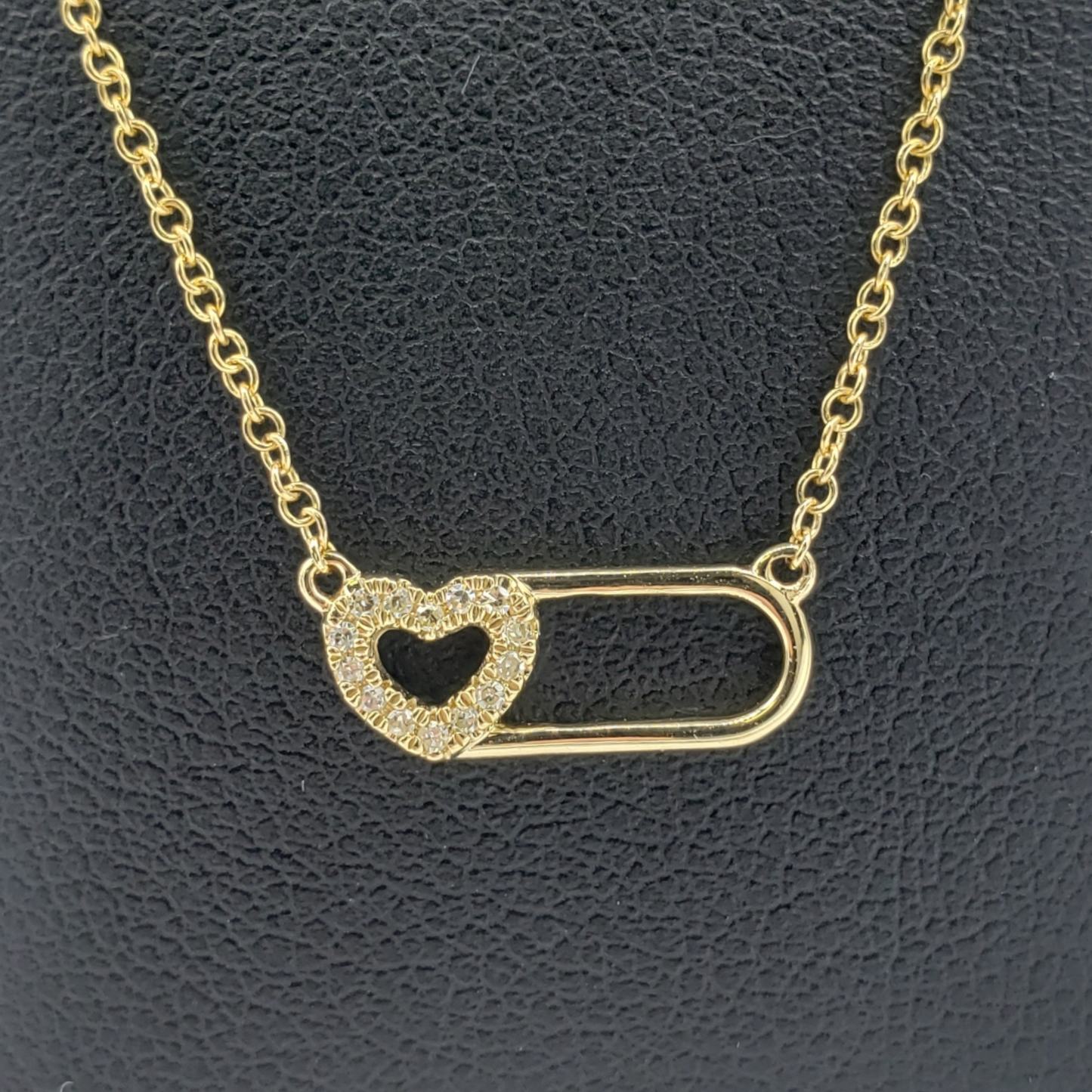 14k Paperclip With Diamond Heart #27043