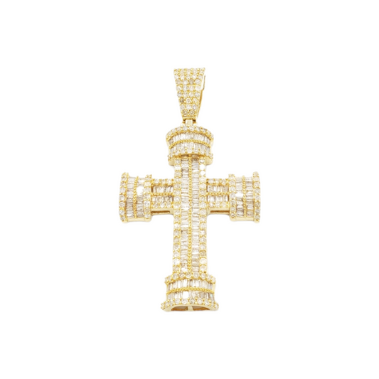 14k Baguette Diamond Cross With 2.69 Carats Of Diamonds #22122