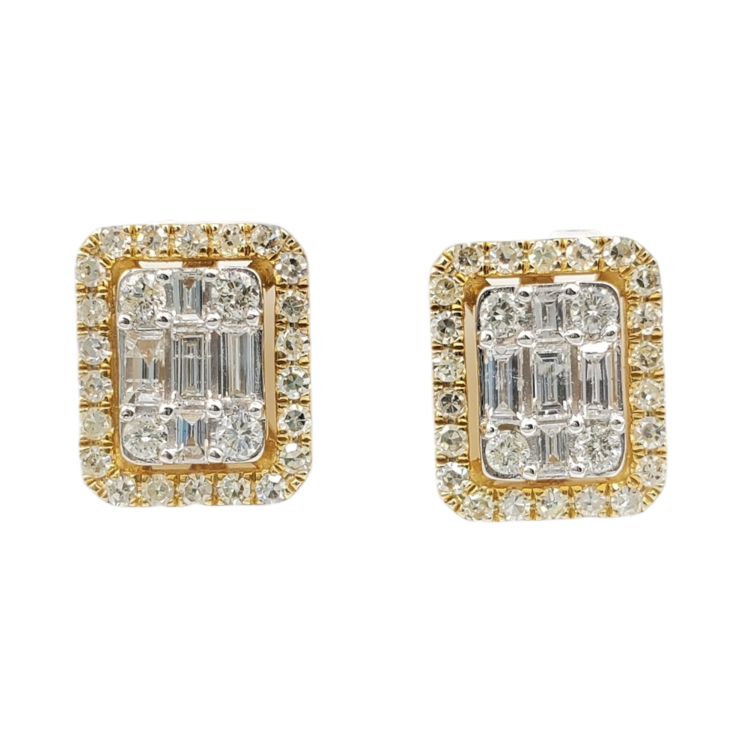 14k Yellow Gold Baguette Diamond Earrings #25560