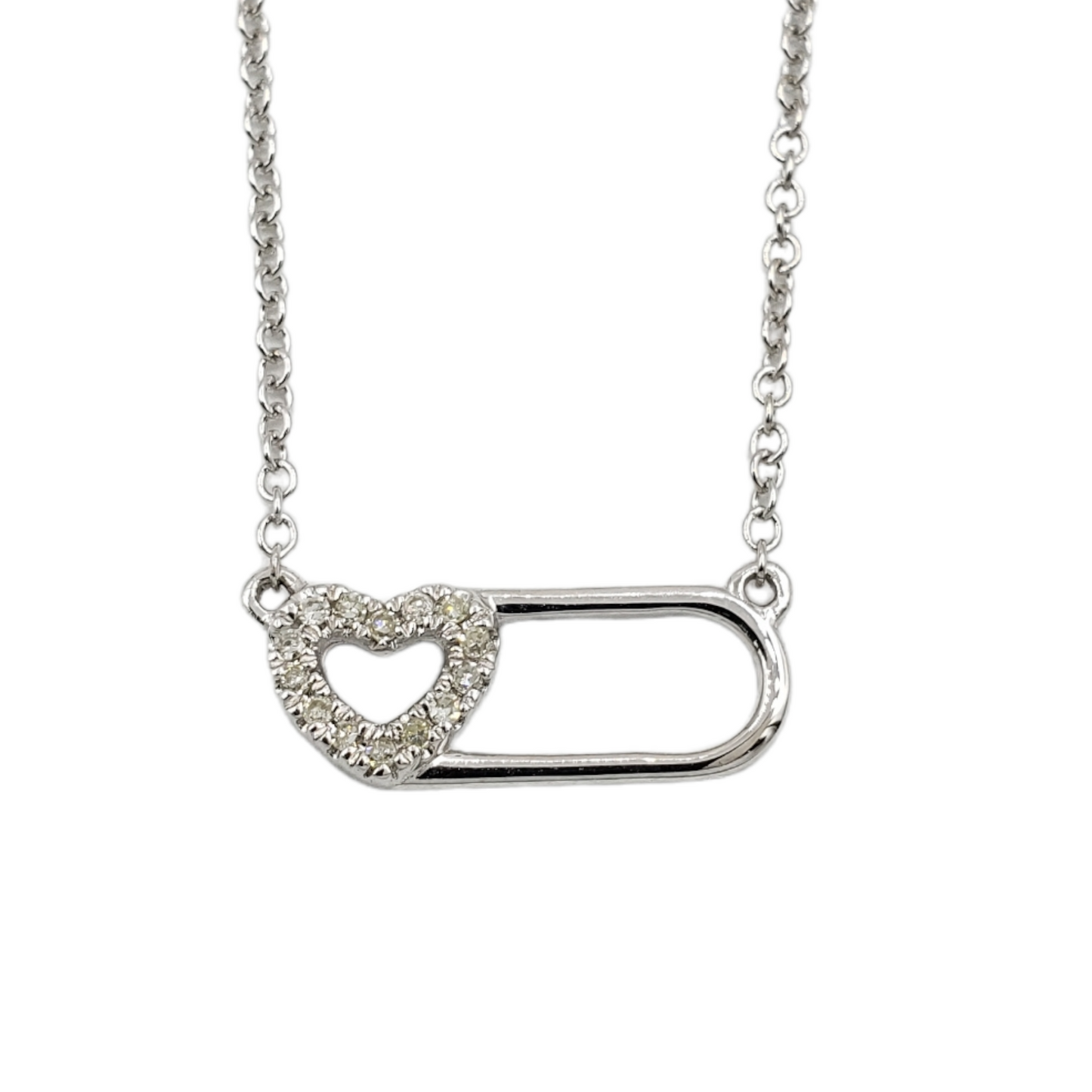 14k Paperclip With Diamond Heart #27043