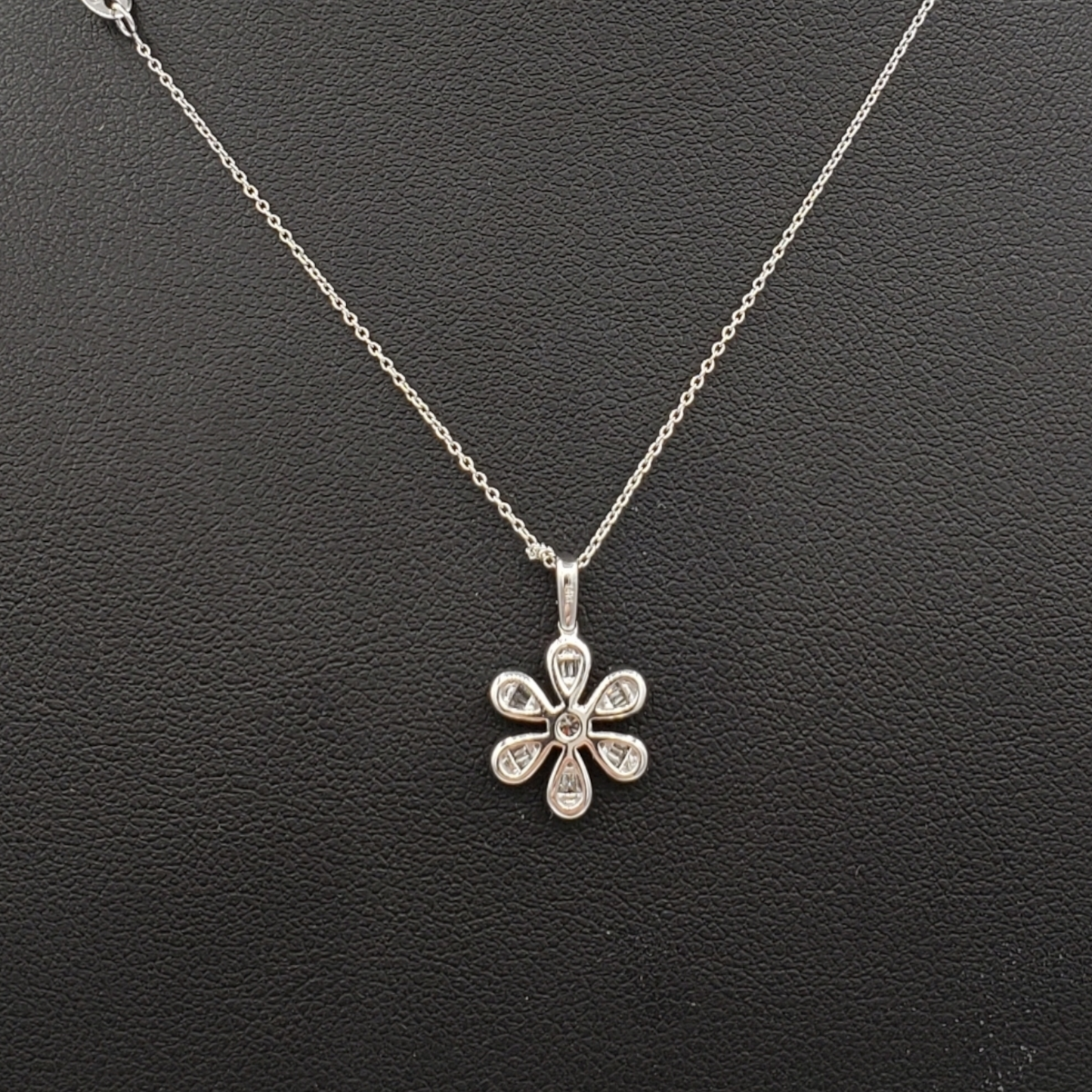 14k Baguette Diamond Flower With .40 Carats Of Diamonds and Rollo chain #27246