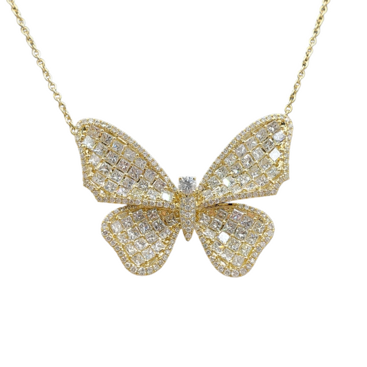 14k Baguette Diamond Butterfly With 7.30 Carats Of Diamonds #27541