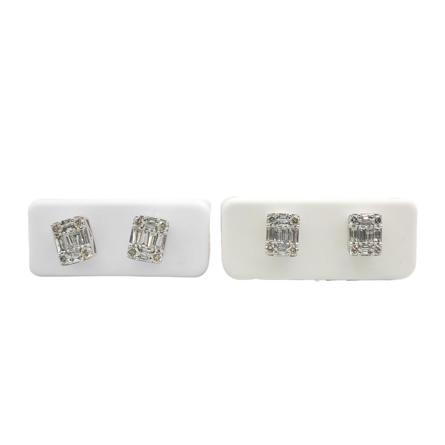 14k White Gold Baguette Diamond Earrings #27029