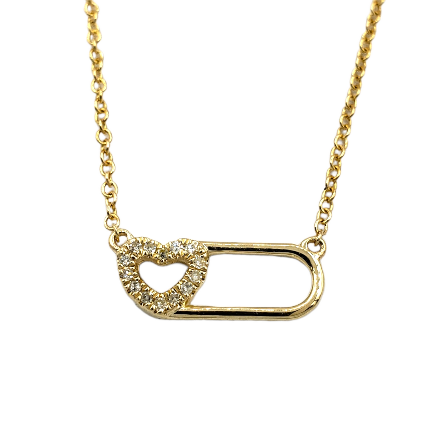 14k Paperclip With Diamond Heart #27043