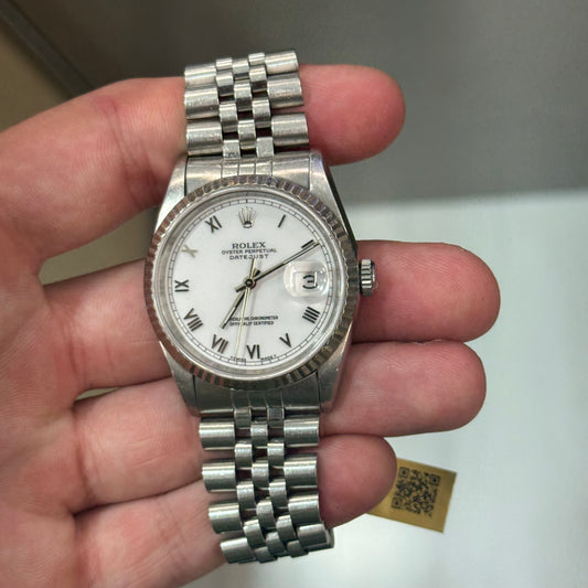 Rolex Datejust 16234 White Roman Dial on Jubilee