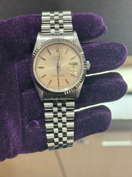 Rolex Datejust 16234 Silver Stick Dial on Jubilee