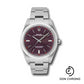 Rolex Steel Oyster Perpetual 39 Watch - Domed Bezel - Red Grape Index Dial - 114300 rgio