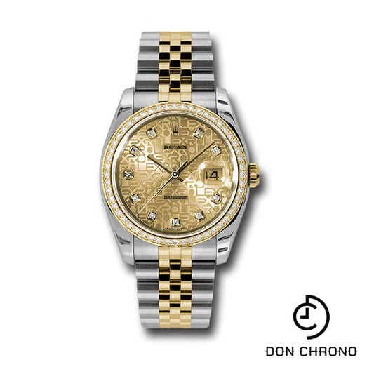 Rolex Steel and Yellow Gold Rolesor Datejust 36 Watch - 52 Brilliant-Cut Diamond Bezel - Champagne Jubilee Diamond Dial - Jubilee Bracelet - 116243 chjdj