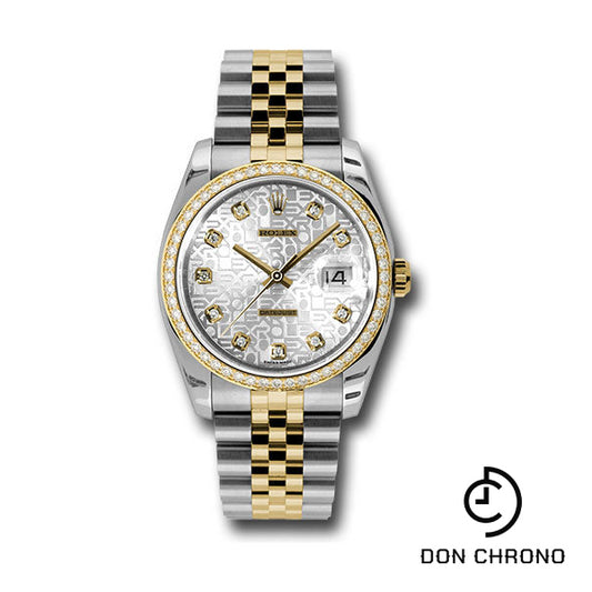 Rolex Steel and Yellow Gold Rolesor Datejust 36 Watch - 52 Brilliant-Cut Diamond Bezel - Silver Jubilee Diamond Dial - Jubilee Bracelet - 116243 sjdj