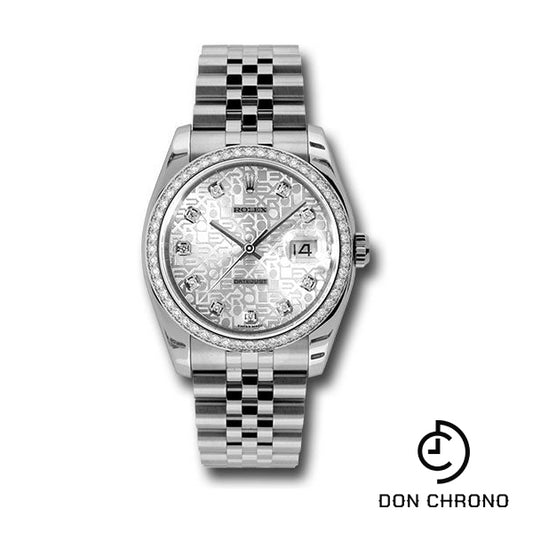 Rolex Steel and White Gold Datejust 36 Watch - 52 Diamond Bezel - Silver Jubilee Diamond Dial - Jubilee Bracelet - 116244 sjdj