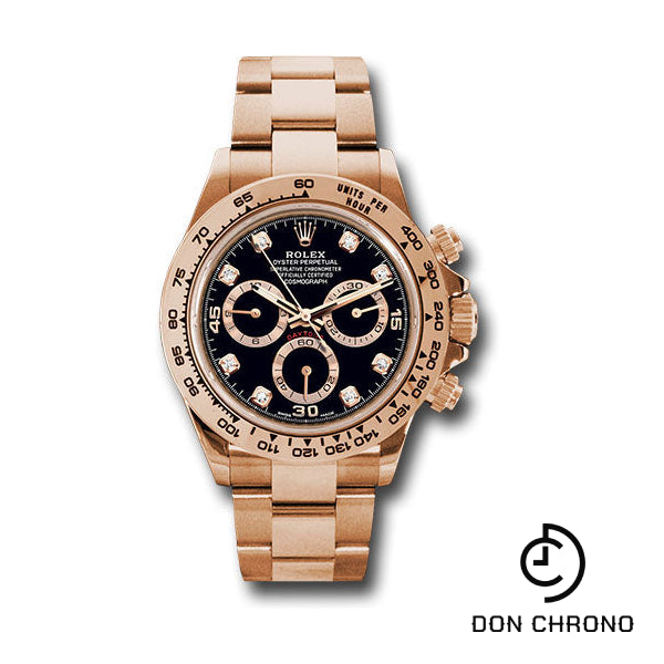 Rolex Everose Gold Cosmograph Daytona 40 Watch - Black Diamond Dial - Oyster Bracelet - 116505 bkd