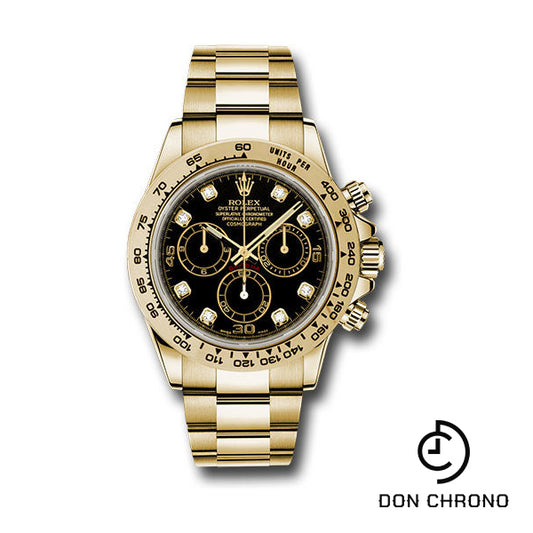 Rolex Yellow Gold Cosmograph Daytona 40 Watch - Black Diamond Dial - 116508 bkd