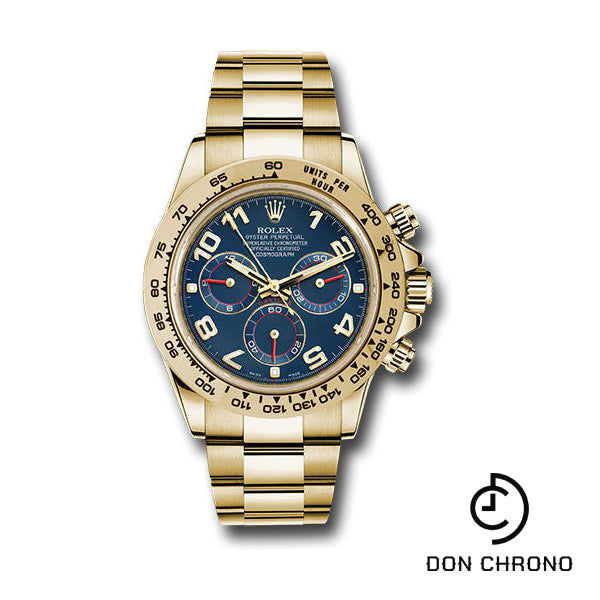 Rolex Yellow Gold Cosmograph Daytona 40 Watch - Blue Arabic Dial - 116508 bla