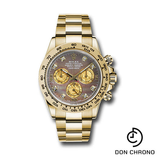 Rolex Yellow Gold Cosmograph Daytona 40 Watch - Dark Mother-Of-Pearl And Gold Crystal Diamond Dial - 116508 dkmd