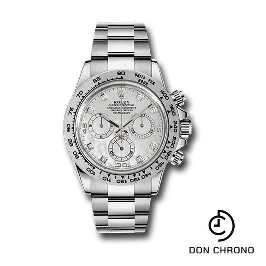 Rolex White Gold Cosmograph Daytona 40 Watch - White Mother-Of-Pearl Diamond Dial - 116509 md