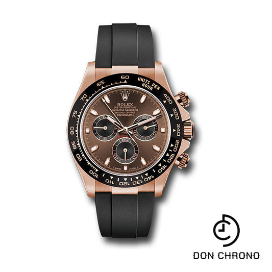 Rolex Everose Gold Cosmograph Daytona 40 Watch - Chocolate Index Dial - Black Oysterflex Strap - 116515LN chobkof