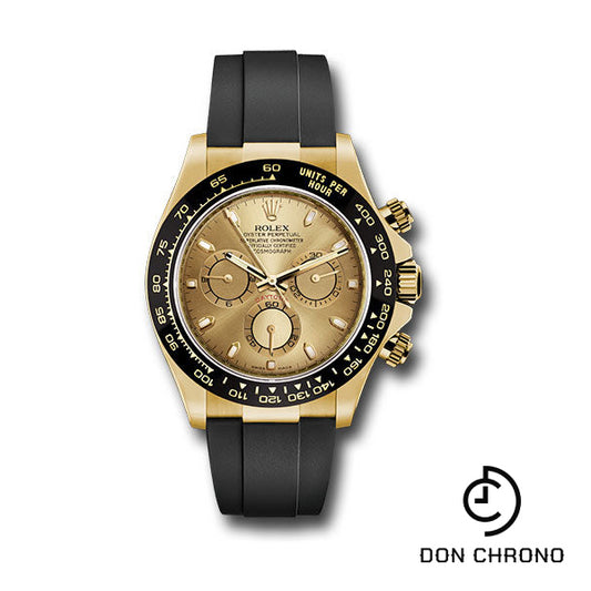Rolex Yellow Gold Cosmograph Daytona 40 Watch - Champagne Index Dial - Black Oysterflex Strap - 116518LN chof