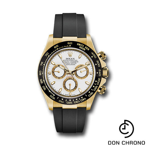 Rolex Yellow Gold Cosmograph Daytona 40 Watch - White Index Dial - Black Oysterflex Strap - 116518LN wof