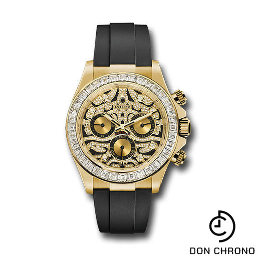 Rolex Yellow Gold Cosmograph Daytona 40 Watch - Diamond Bezel - Eye of the Tiger Dial - Black Oysterflex Strap - 116588 TBR-003