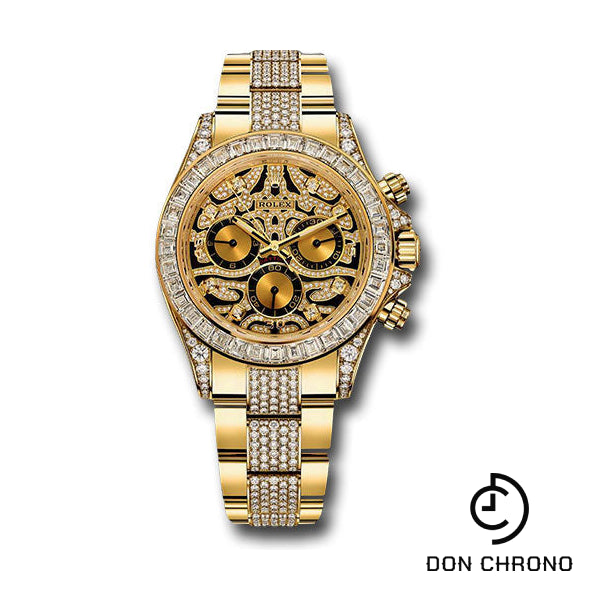 Rolex Yellow Gold Cosmograph Daytona 40 Watch - Diamond Bezel - Diamond Lugs - Eye of the Tiger Dial - Diamond Oyster Bracelet - 116598TBR eotdo