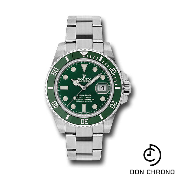 Rolex Steel Submariner Date Watch - The Hulk - Green Dial - 116610LV