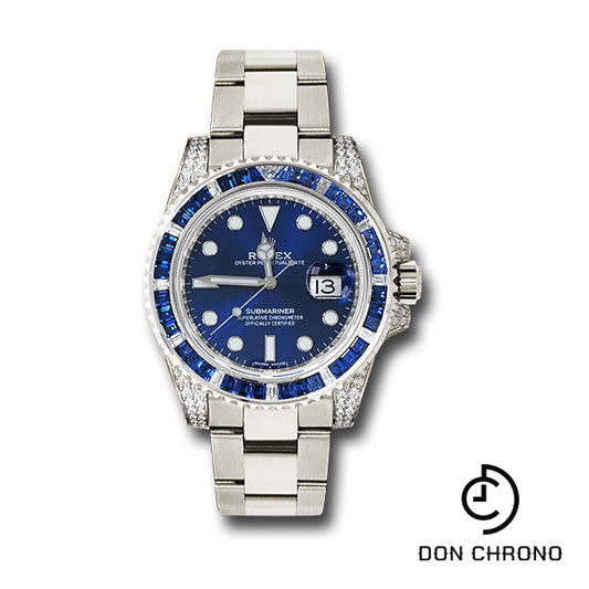 Rolex White Gold Submariner Date Watch - Sapphire And Diamond Bezel - Blue Dial - 116659 SABR bl