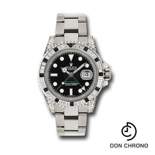 Rolex White Gold GMT-Master II 40 Watch - Diamond And Black Sapphire Bezel - Black Dial - Oyster Bracelet - 116759SANR