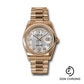 Rolex Pink Gold Day-Date 36 Watch - Domed Bezel - Meteorite Diamond Dial - President Bracelet - 118205 mtdp