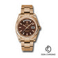 Rolex Everose Gold Day-Date 36 Watch - Fluted Bezel - Chocolate Index Dial - Oyster Bracelet - 118235 choio