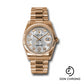 Rolex Pink Gold Day-Date 36 Watch - Fluted Bezel - Meteorite Diamond Dial - President Bracelet - 118235 mtdp