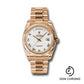Rolex Pink Gold Day-Date 36 Watch - Fluted Bezel - White Roman Dial - President Bracelet - 118235 wrp