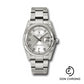 Rolex White Gold Day-Date 36 Watch - Fluted Bezel - Silver Diamond Dial - Oyster Bracelet - 118339 sdo