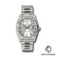 Rolex White Gold Day-Date 36 Watch - Fluted Bezel - Silver Diamond Dial - President Bracelet - 118339 sdp